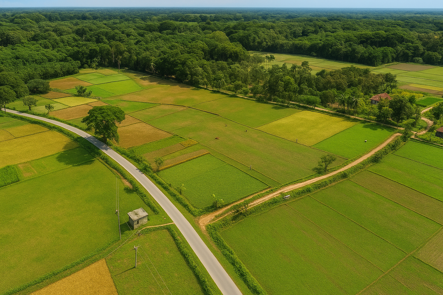 সবুজে ঘেরা গ্রামের রাস্তা